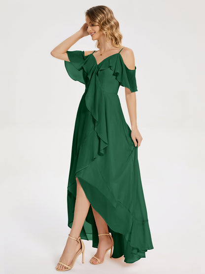 Leia High Low Backless Ruffles Bridesmaid Dress