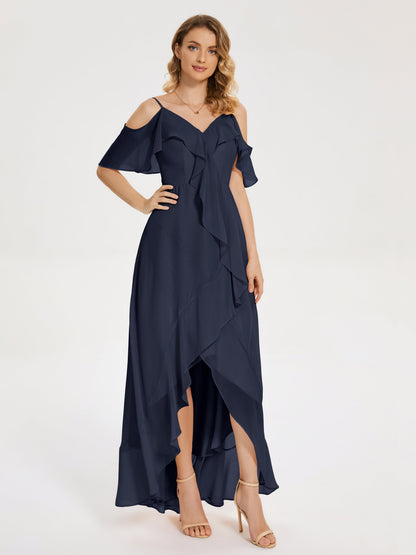 Leia High Low Backless Ruffles Bridesmaid Dress