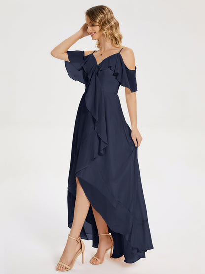 Leia High Low Backless Ruffles Bridesmaid Dress