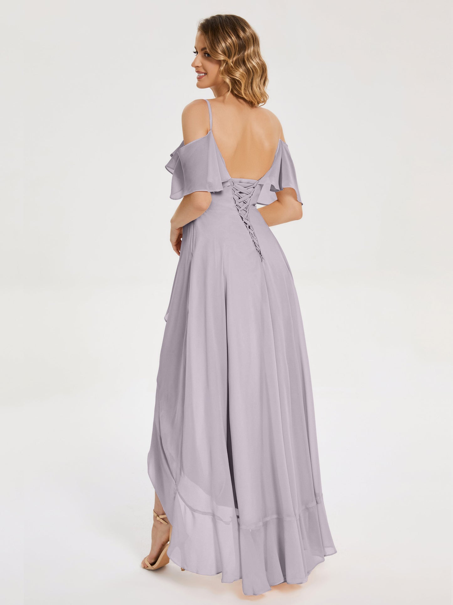 Leia High Low Backless Ruffles Bridesmaid Dress