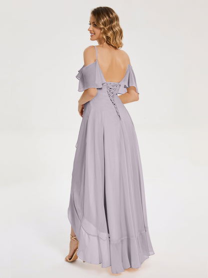 Leia High Low Backless Ruffles Bridesmaid Dress