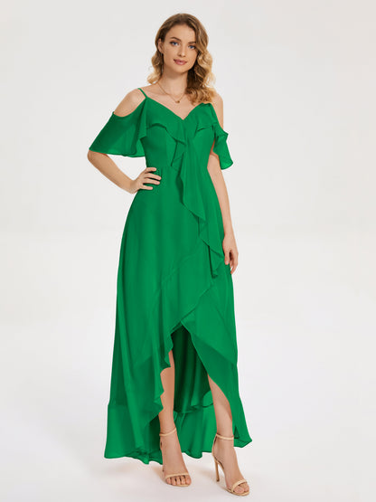 Leia High Low Backless Ruffles Bridesmaid Dress