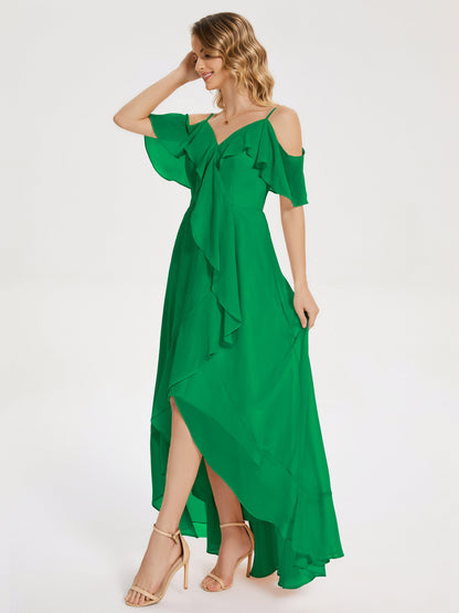 Leia High Low Backless Ruffles Bridesmaid Dress
