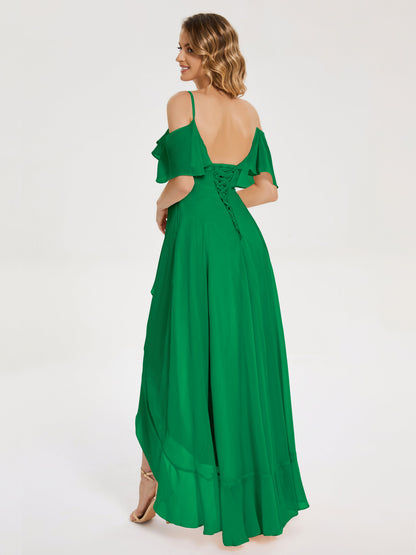 Leia High Low Backless Ruffles Bridesmaid Dress