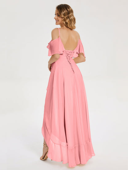 Leia High Low Backless Ruffles Bridesmaid Dress