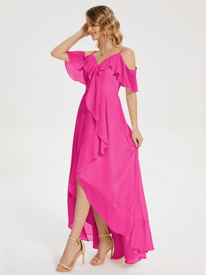 Leia High Low Backless Ruffles Bridesmaid Dress