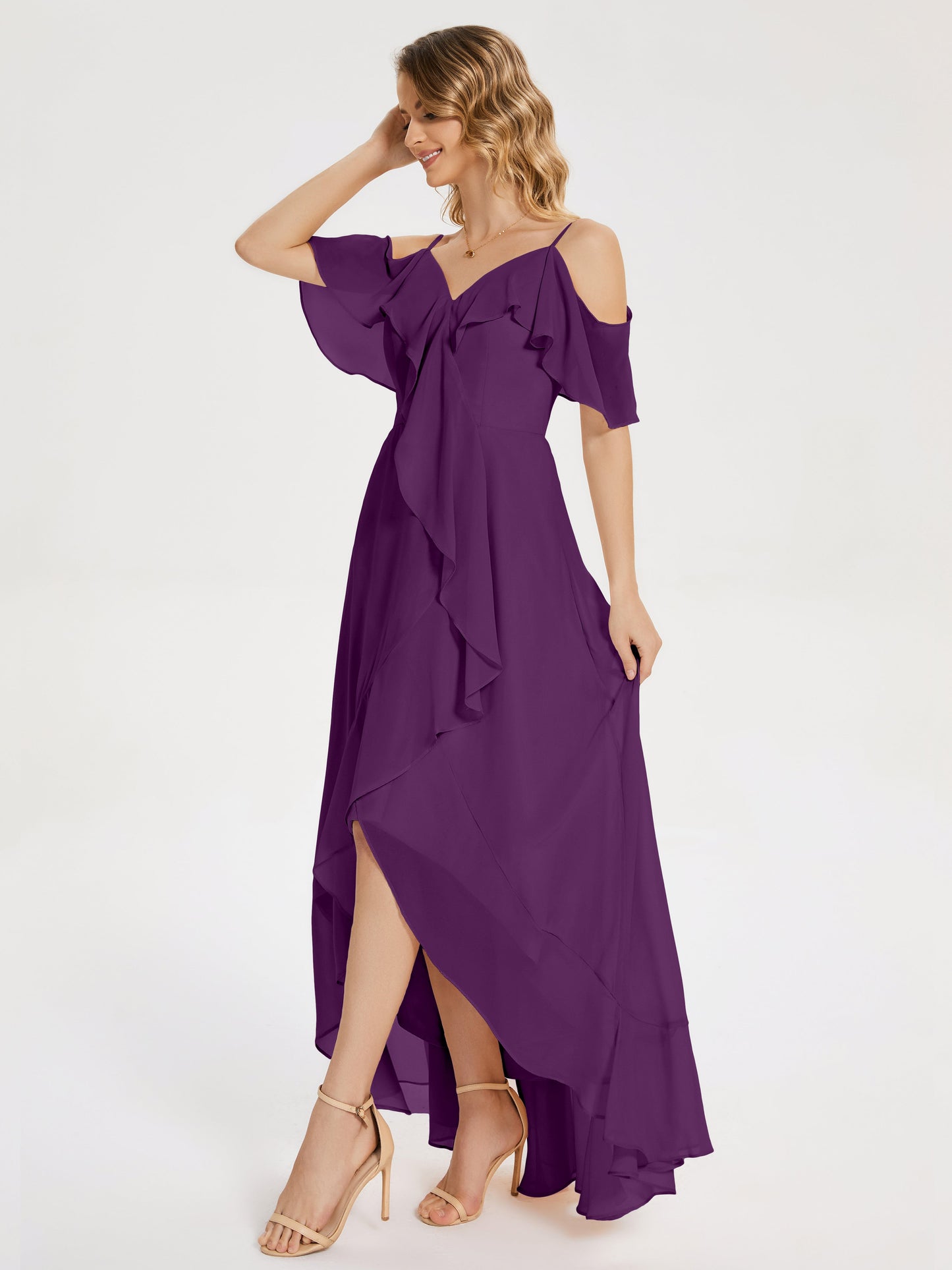 Leia High Low Backless Ruffles Bridesmaid Dress