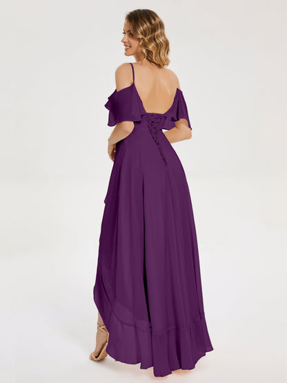 Leia High Low Backless Ruffles Bridesmaid Dress
