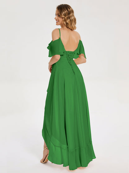 Leia High Low Backless Ruffles Bridesmaid Dress