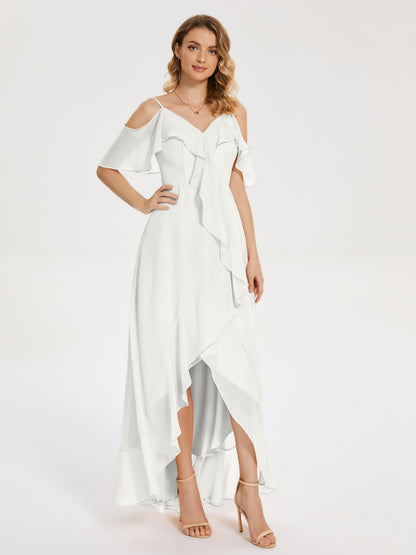 Leia High Low Backless Ruffles Bridesmaid Dress