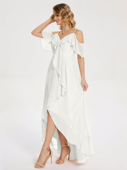 Leia High Low Backless Ruffles Bridesmaid Dress