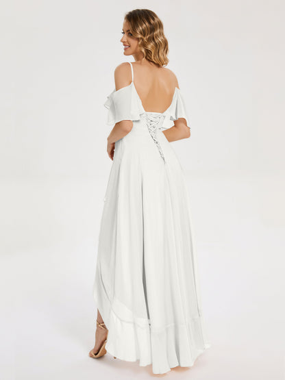Leia High Low Backless Ruffles Bridesmaid Dress