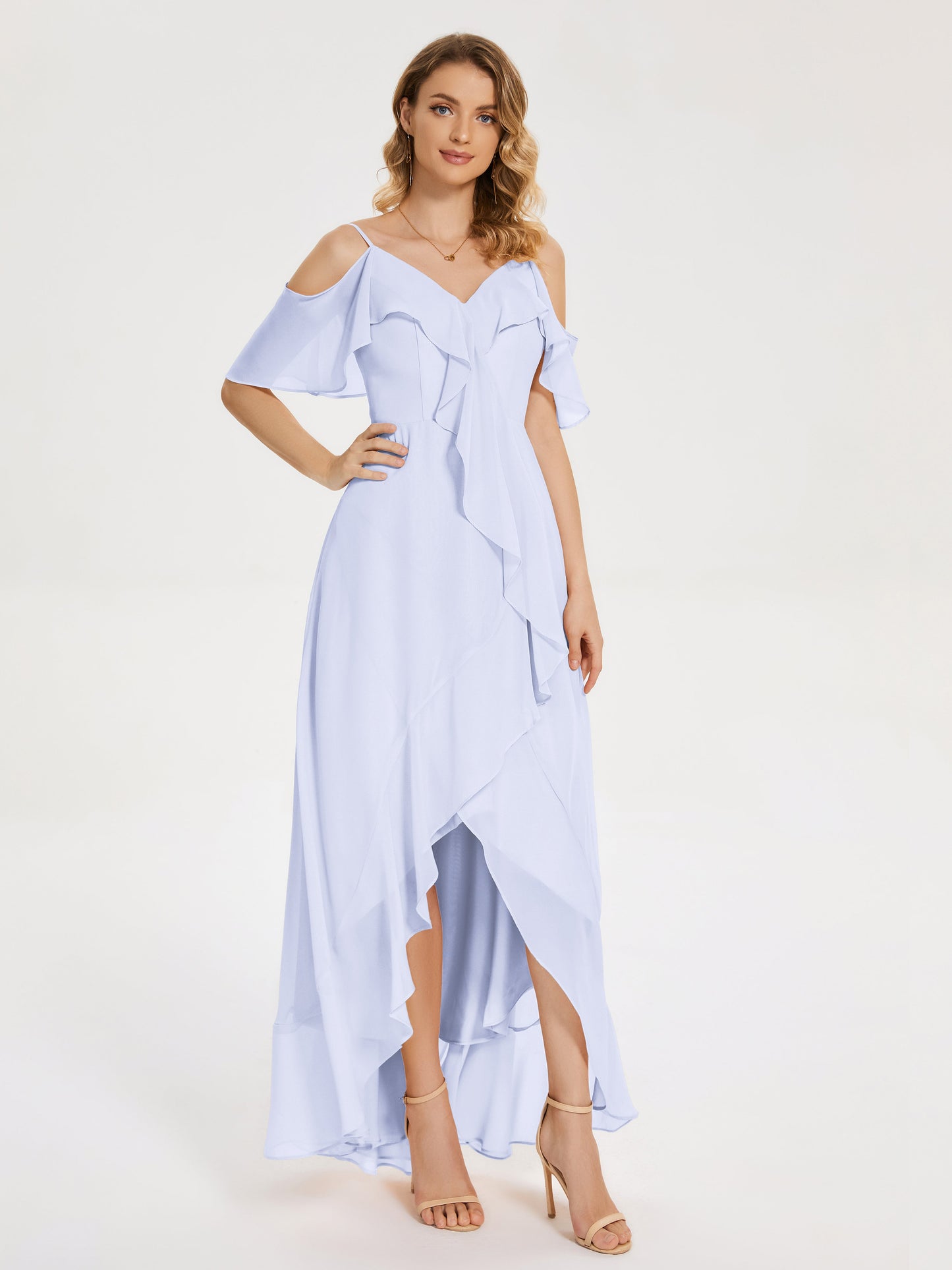 Leia High Low Backless Ruffles Bridesmaid Dress