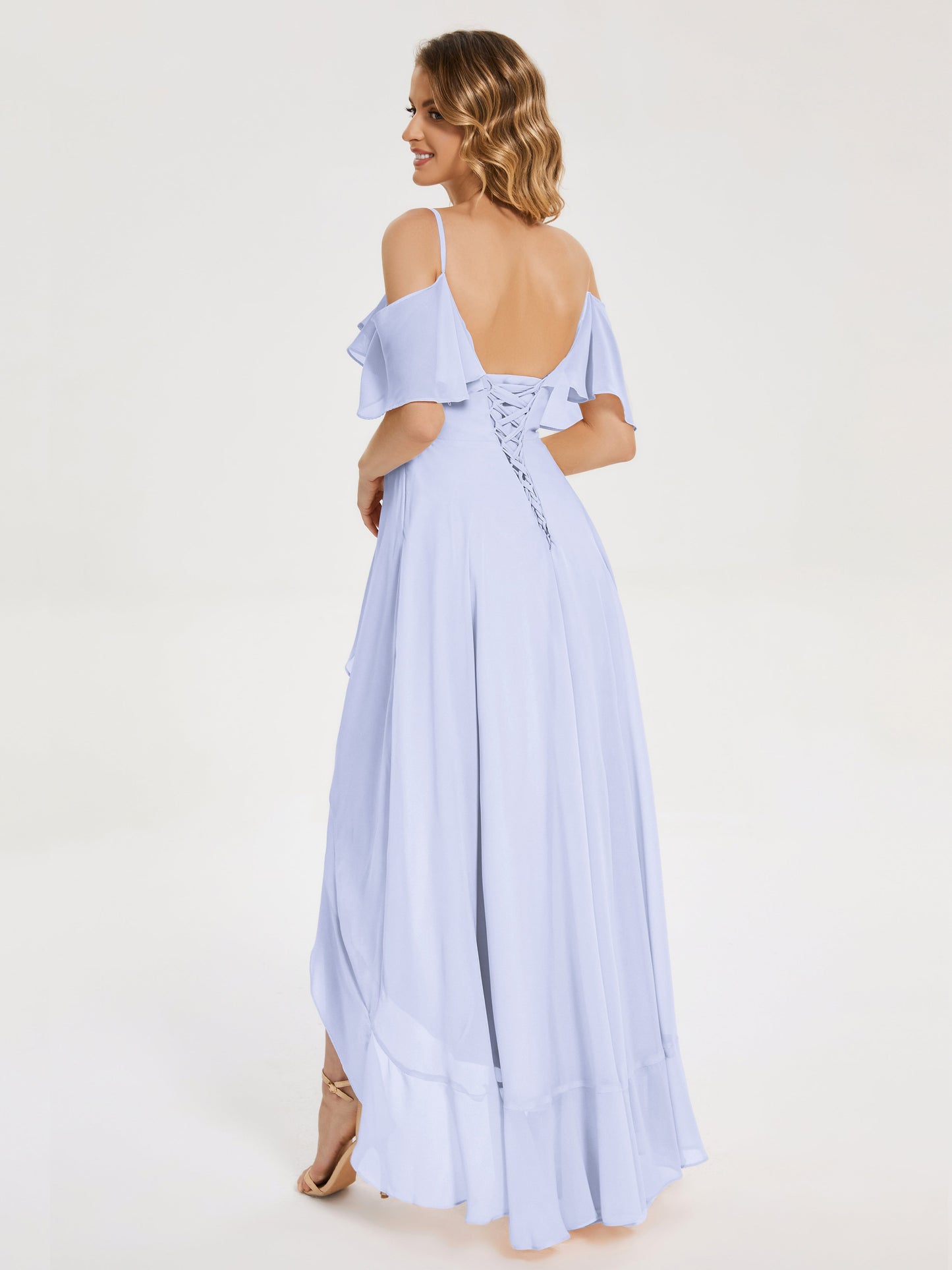 Leia High Low Backless Ruffles Bridesmaid Dress