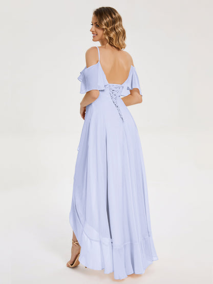 Leia High Low Backless Ruffles Bridesmaid Dress