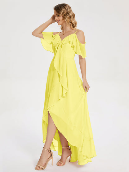 Leia High Low Backless Ruffles Bridesmaid Dress