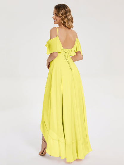 Leia High Low Backless Ruffles Bridesmaid Dress