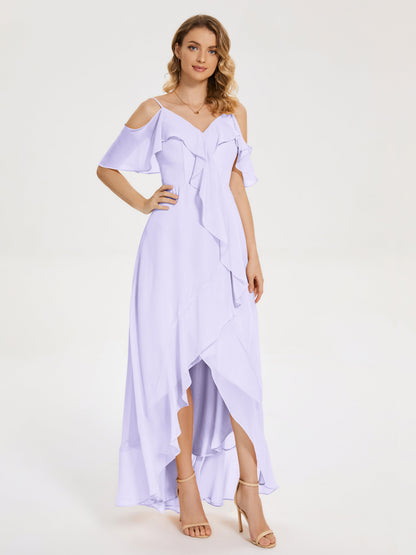 Leia High Low Backless Ruffles Bridesmaid Dress