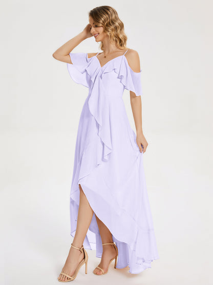 Leia High Low Backless Ruffles Bridesmaid Dress