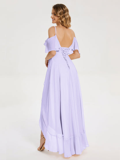 Leia High Low Backless Ruffles Bridesmaid Dress