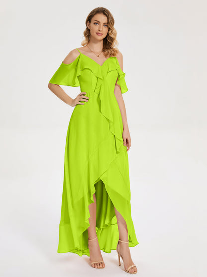Leia High Low Backless Ruffles Bridesmaid Dress
