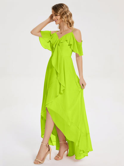 Leia High Low Backless Ruffles Bridesmaid Dress