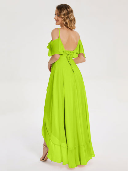 Leia High Low Backless Ruffles Bridesmaid Dress
