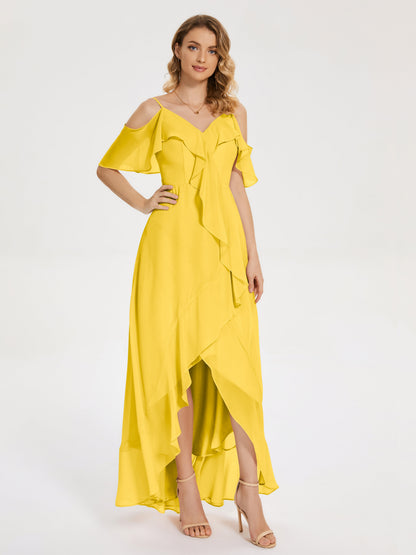 Leia High Low Backless Ruffles Bridesmaid Dress
