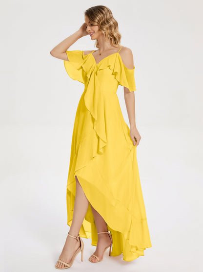 Leia High Low Backless Ruffles Bridesmaid Dress