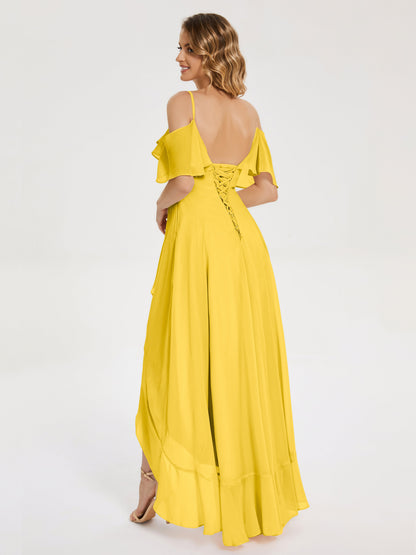 Leia High Low Backless Ruffles Bridesmaid Dress