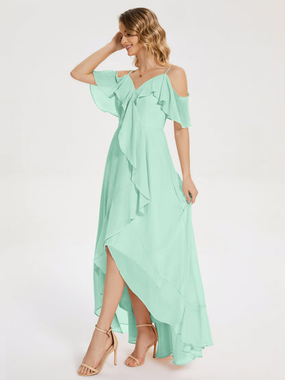 Leia High Low Backless Ruffles Bridesmaid Dress