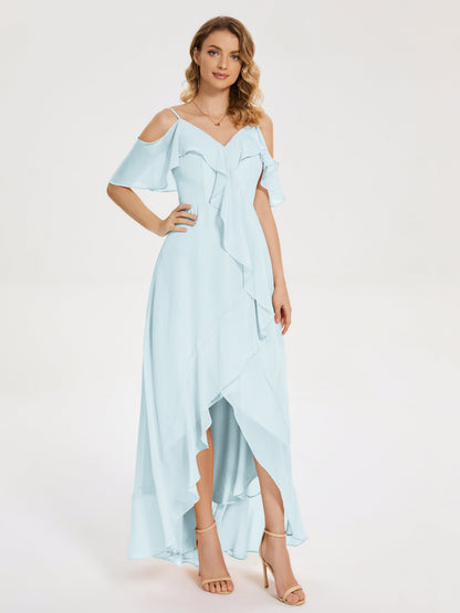 Leia High Low Backless Ruffles Bridesmaid Dress