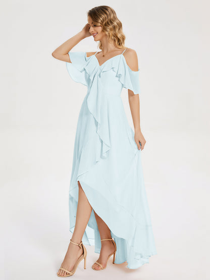 Leia High Low Backless Ruffles Bridesmaid Dress
