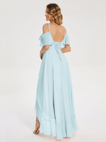 Leia High Low Backless Ruffles Bridesmaid Dress