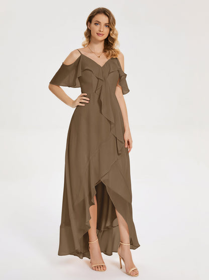 Leia High Low Backless Ruffles Bridesmaid Dress