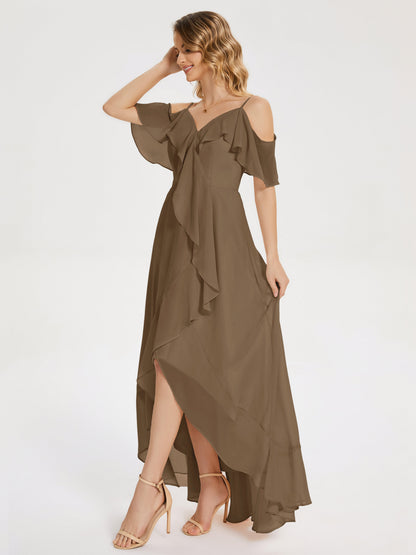 Leia High Low Backless Ruffles Bridesmaid Dress