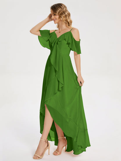 Leia High Low Backless Ruffles Bridesmaid Dress
