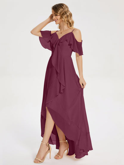 Leia High Low Backless Ruffles Bridesmaid Dress