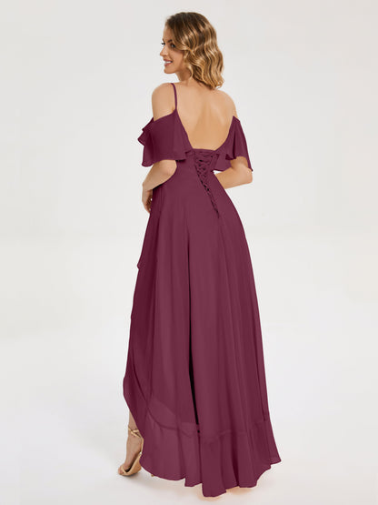 Leia High Low Backless Ruffles Bridesmaid Dress