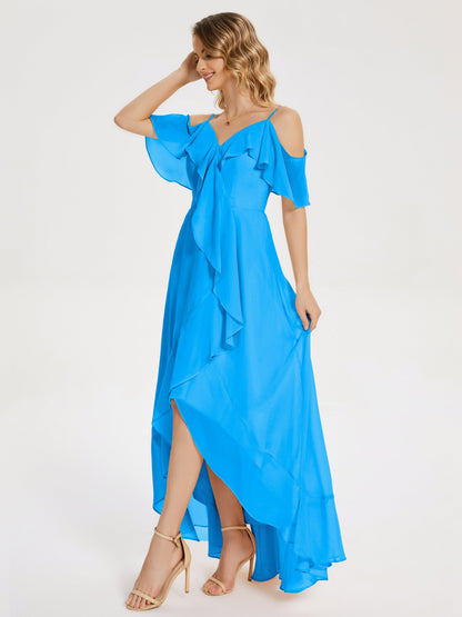 Leia High Low Backless Ruffles Bridesmaid Dress