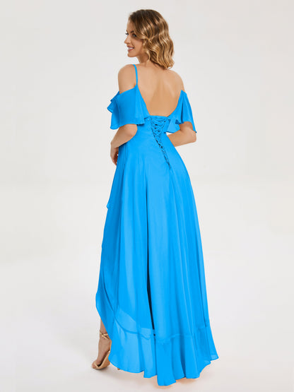Leia High Low Backless Ruffles Bridesmaid Dress