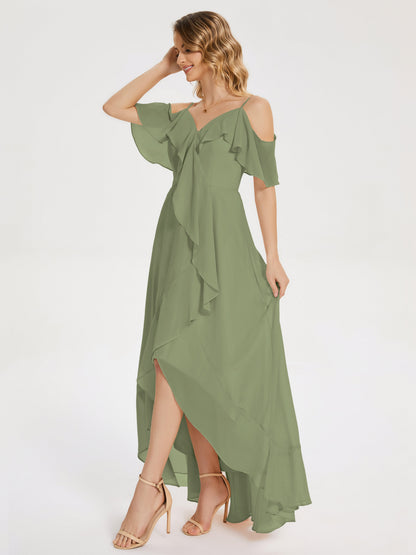 Leia High Low Backless Ruffles Bridesmaid Dress