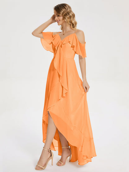 Leia High Low Backless Ruffles Bridesmaid Dress