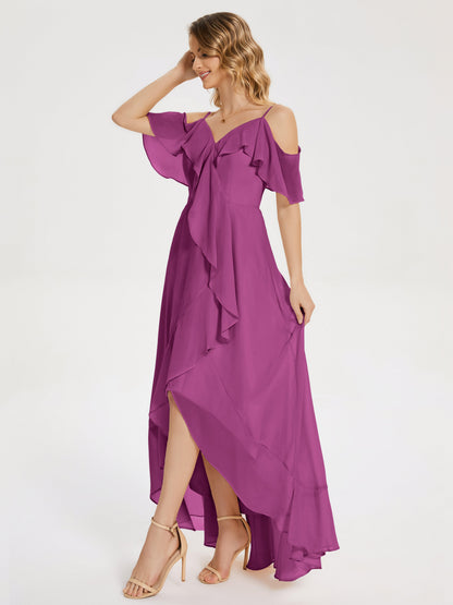 Leia High Low Backless Ruffles Bridesmaid Dress