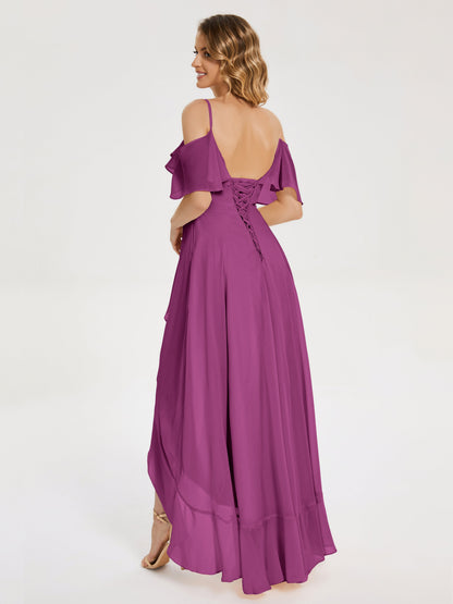 Leia High Low Backless Ruffles Bridesmaid Dress