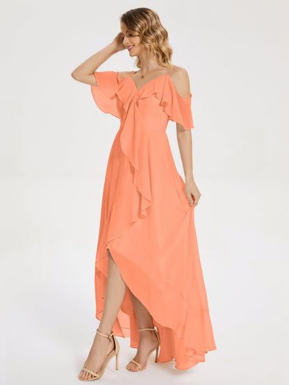 Leia High Low Backless Ruffles Bridesmaid Dress