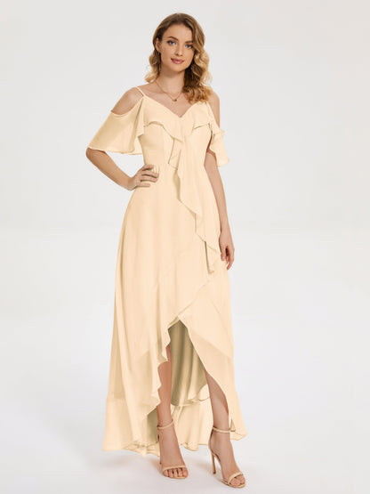 Leia High Low Backless Ruffles Bridesmaid Dress