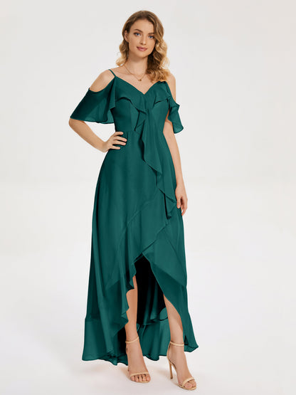 Leia High Low Backless Ruffles Bridesmaid Dress