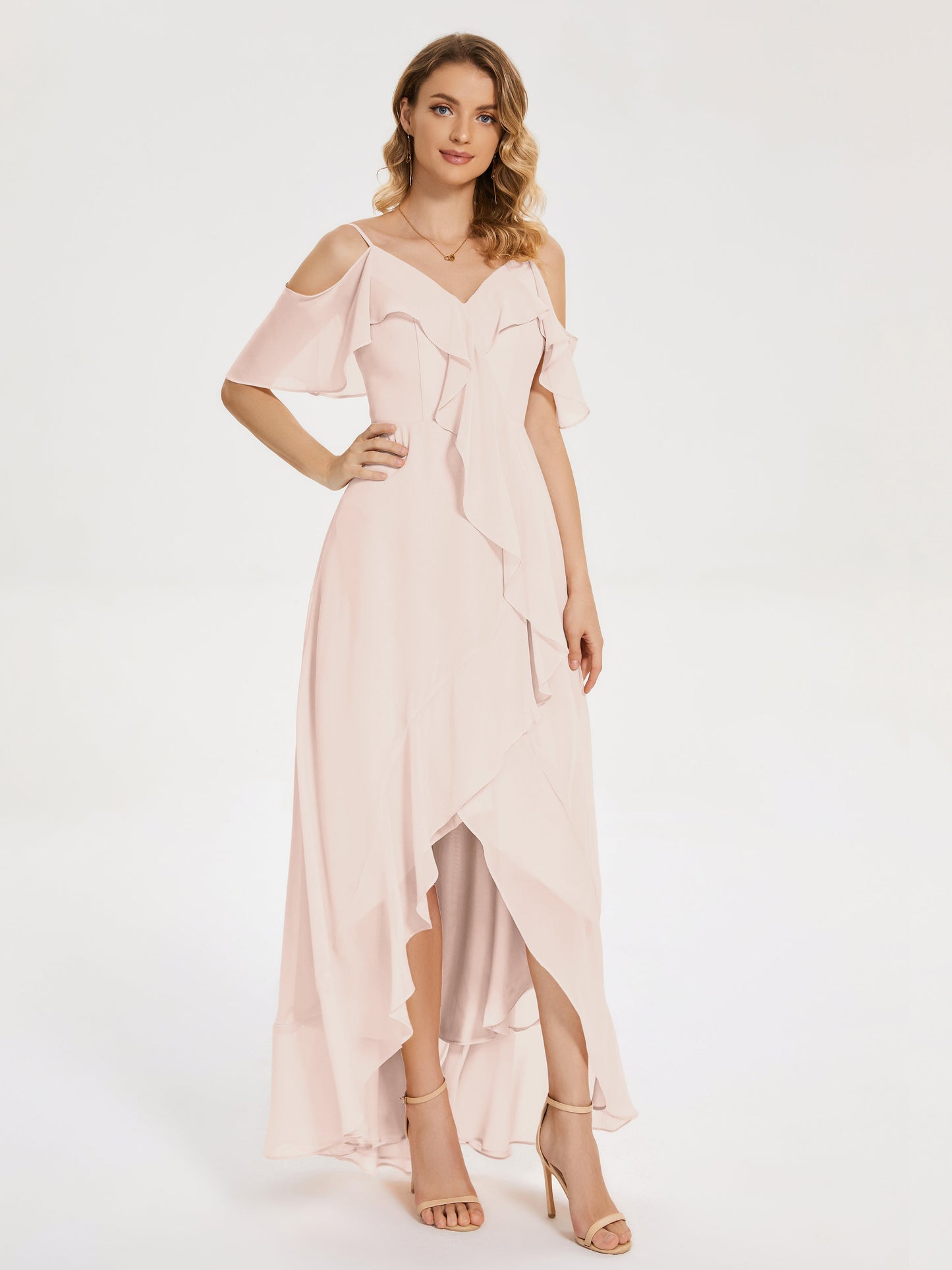 Leia High Low Backless Ruffles Bridesmaid Dress