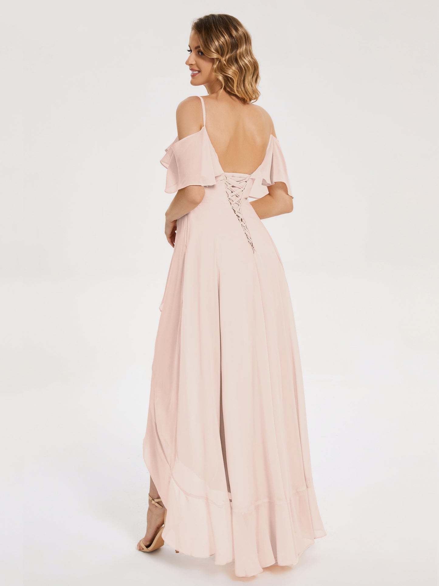 Leia High Low Backless Ruffles Bridesmaid Dress